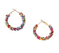 Bohemian Sparkle Resin Rhinestone Wrapped Big Hoop Dangle Earrings Circle Jewelry for Women, M, Resin, No Gemstone