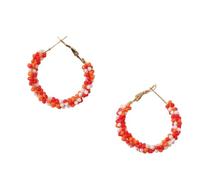Bohemian Sparkle Resin Rhinestone Wrapped Big Hoop Dangle Earrings Circle Jewelry for Women, M, Resin, No Gemstone