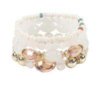 Bohemian Stackable Bracelets for Women Crystal Beaded Stretch Bracelets Set Colorful Stone Elastic Multilayer Charm Bangles Summer Beach Boho Vacation Jewelry Gifts, Crystal Stone Acrylic, Agate