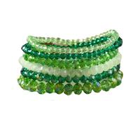 Bohemian Stackable Bracelets Set Boho Beaded Stretchable Bracelets for Women Multi-layer Crystal Beads Charms Beach Jewelry Trendy Costume Decorations, M, Zinc, no gemstone