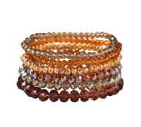 Bohemian Stackable Bracelets Set Boho Beaded Stretchable Bracelets for Women Multi-layer Crystal Beads Charms Beach Jewelry Trendy Costume Decorations, M, Zinc, no gemstone