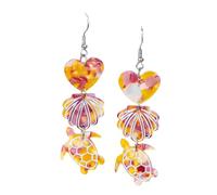 Bohemian Starfish Seashell Dangle Earring Turtle Heart Summer Beach Acrylic Drop Earring Vacation Jewelry for Women, Zinc, No Gemstone