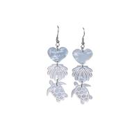 Bohemian Starfish Seashell Dangle Earring Turtle Heart Summer Beach Acrylic Drop Earring Vacation Jewelry for Women, Zinc, No Gemstone