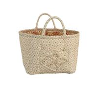 Bohemian Storage Basket - Foldable Fabric Container with Quilted Floral Pattern and Reinforced Handles, Large Tote Bag for Laundry, Picnic, Car and Home, Side Pockets | for Nursery, yellow, Siehe