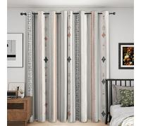 Bohemian Striped Curtains Blackout, 46x90 Inch 2 Panels - Boho Vintage Stripe Pattern Black Out Curtains, Home Decor, 90 Drop Eyelet Window Drapes for Bedroom, Living Room A&BY139