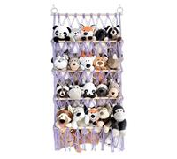 Bohemian Stuffed Animal Net Harvest - 4 Layer Wall Mounted Macrame Toy Organizer | Adjustable Clamp Hammock for Nursery Bedroom, Hanging Display p