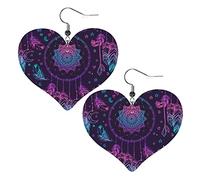Bohemian Style Amulet Dreamcatcher Heart Shape Leather Earrings Women Girls Simple Dangle Earrings Gifts for Her