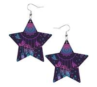 Bohemian Style Amulet Dreamcatcher Star Shape Shaped Leather Earrings Women Girls Simple Dangle Earrings Gifts for Her