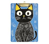 Bohemian-Style Cartoon Cat Acrylic Contractor clipboard Plastic Standard Letter A4 Size Acrylic Cute for Teacher Portfolio clipboard Gold 12x9in Tablas para escribir