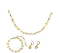 Bohemian-style Daisy Necklaces, Bracelets, Earrings, and Other Accessories, Simple and Versatile, Colorful Long Sunflower Earrings Perfect for Parties and The Beach (Yellow)