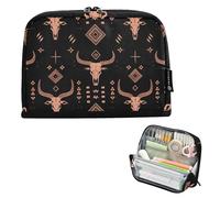 Bohemian-Style Dark Ram Skull Artwork Pencil Case Box Large Capacity Coin Pouch Simple for Student Cosmetics bolsas para herramienta