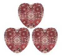 Bohemian Style Deep Red Flowers Car Air Freshener, 3 Pcs Love form Hanging Air Freshener Cards, Long Lasting Fragrance Scented Cards for Car, Home, Office White-style