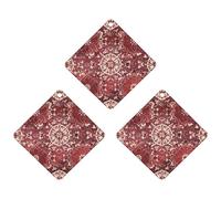 Bohemian Style Deep Red Flowers Car Air Freshener, 3 Pcs Rhombus Hanging Air Freshener Cards, Long Lasting Fragrance Scented Cards for Car, Home, Office Black-style