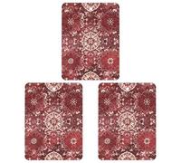 Bohemian Style Deep Red Flowers Car Air Freshener, 3 Pcs Square Hanging Air Freshener Cards, Long Lasting Fragrance Scented Cards for Car, Home, Office Gray-style