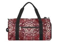 Bohemian Style Deep Red Flowers Gym Bag for Men Women, Waterproof Gym Tote Bags, Large Duffel Bag for Travel Workout