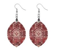 Bohemian Style Deep Red Flowers Wooden Earrings for Women, Vintage Elegant Wood Jewelry, Lightweight Earrings for Wedding, Party, Everyday Jewelry Gift, Star, Wood, wood
