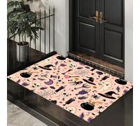 Bohemian Style Door Mats Indoor 80 x 120 cm, Non Slip Washable Doormats, Low-Profile Floor Mat Black Medicine Pot, Candle, Poison Bottle Area Rug Carpet for Entrance Bedroom Bathroom, Light Pink