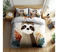 Bohemian Style Duvet Cover Sets Single Size Bedding, Reversible Sloth Printed Duvet Cover - Lightweight Tropical Rainforest Relaxed Lifestyle Bedding Soft Breathable Quilt Covers for Kids Adults
