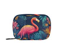 Bohemian-Style Flamingo Flower Flat Design Vibrant Colors Bags with Detachable Compartments Portable Pill bagstravel Pill Organizer