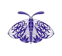 Bohemian Style Moth Butterfly Mysterious Universe Insect Wings Fine Carving Stickers 50.4x71.5cm Can Modify and add Information DarkBlue