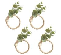 Bohemian Style Napkin For Rings with Lifelike Eucalyptus and Wooden Beads for Distinctive Table Accents at Celebrations (A)