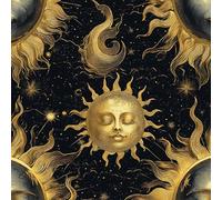 Bohemian Style Peel and Stick Wallpaper 0.4×3 m Removable Self Adhesive Sun God Moon Contact Paper Sticky Back Thicken Waterproof Matte Wall Paper for Living Room Bedroom Furniture Decorate
