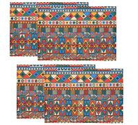 Bohemian Style Placemats, 4-Pack Colorful Geometric Placemats, Linen Woven, 30x45 cm, Washable, Soft to The Touch, Suitable for Kitchen Tables, Dining Rooms, Party Decorations, Holiday Banquets