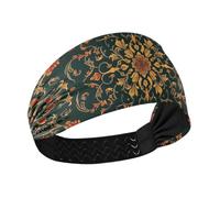 Bohemian-style Retro Vine Pattern Floral Motifs Cooling fabric headbands Elastic wide head bands for women's hair for washing face basketball Workouts Running