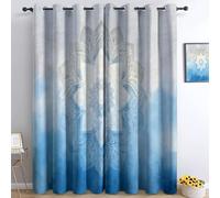 Bohemian Style Thermal Insulated Curtains Eyelet 100% Blackout Room, Dreamlike Watercolor Geometric Light Blocking Window Drapes for Kids Bedroom Living Room Curtain 2 Panels W 29.5" x L 65"