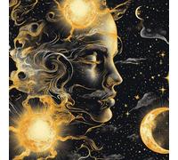 Bohemian Style Wallpaper Self-Adhesive 0.4×5 m Sun God Moon Pattern Matte Contact Paper Removable Thicken Waterproof Canvas Peel and Stick Wall Paper for Home Decoration Furniture Renovation