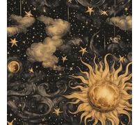 Bohemian Style Wallpaper Self-Adhesive 0.45×3 m Sun God Moon Pattern Matte Contact Paper Removable Thicken Waterproof Canvas Peel and Stick Wall Paper for Home Decoration Furniture Renovation