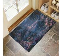 Bohemian Subtropical Natural Scenery Door Mat, 50x80cm Machine Washable Mat, Flamingo Coconut Tree Super Soft Non Slip Doormat Indoor Outdoor Water Absorbent Floor Mats Entrance Rug, Light Blue