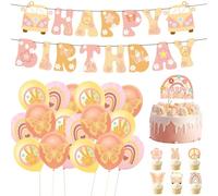Bohemian Suit Hippie Birthday Party Decorations Cake Card Decorations, Birthday Decorations Supplies, Balloon Birthday Decorations, Party Favors Young Wild Banner Decor for Happy Birthday Parties
