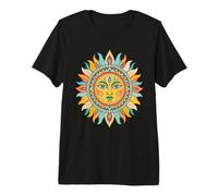 Bohemian Sun Face Celestial Mandala Art Premium T-Shirt