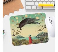 Bohemian Surreal Collage Printed Mouse Pad - Premium-Textured Waterproof Desk Mousepad with Stitched Edge, Non-Slip Rubber Base for Comfortable Gaming and Office Use