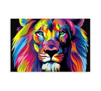 Bohemian Surreal Neon Rainbow Lion Canvas Poster Bedroom Decor Landscape Office Room Decor Gift 20" L X 30" W
