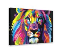 Bohemian Surreal Neon Rainbow Lion Canvas Poster Bedroom Decor Landscape Office Room Decor Gift 24" L X 36" W