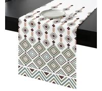 Bohemian Table Runner 72 Inches Long, Green Brown Western Ethnic Tribal Aztec Diamonds Washable Table Runners Heat-Insulation Kitchen Dining Table Decorations for Home Party Decor, 13"x72"