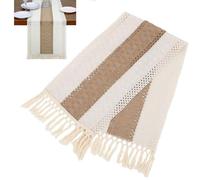 Bohemian Table Runner, Handwoven Cotton with Fringe Tassels 180x30cm for Farmhouse Wedding, Rustic Dining and Coffee Table Decor, Natural Textured Table Scarf (Coffee Brown)