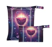 Bohemian Tarot Astrological Red Wine Glass washable waterproof wet bag 2 Pack diaper bag essential items with handles for yoga, yoga