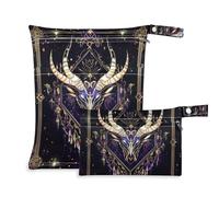 Bohemian Tarot Astrology Colobull Head zippered bags for wet 2 Pack diaper bag essential items with handles for baby diapers, bathing
