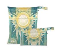 Bohemian Tarot Astrology Color Star Moon zippered clothes bag 2 Pack travel essentials for babies with handles for yoga, beach