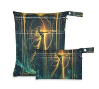 Bohemian Tarot Astrology Golden Warrior zippered gym clothes bag 2 Pack travel essentials for baby with handles for travel, gym