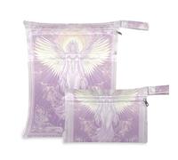 Bohemian Tarot Astrology Pink Purple Angel reusable bag for swimsuit 2 Pack travel essentials for baby with handles for beach, travel