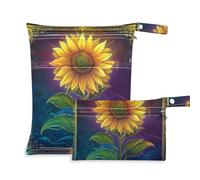 Bohemian Tarot Astrology Yellow Sunflower zippered wet dry bags 2 Pack travel essentials for flying with handles for beach, baby diapers, Bohemian Tarot astrology yellow sunflower, 1 size, Casual