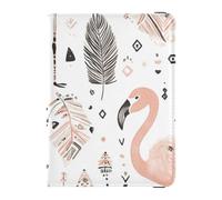Bohemian Tribal Pink Flamingos with Black Feathers Leather waterproof passport holder for travel Vaccine Card Holder Cover Combo Document Organizer Holder Accessories for women Lightweight, Bohemian,