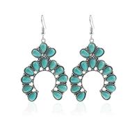Bohemian Turquoise Earrings for Women Boho Vintage Oval Western Drop Dangle Earrings Geometric Ethnic Teardrop Earrings Turquoise Jewelry, Zinc, Turquoise