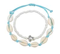 Bohemian Turtle Anklets Layered Feet Chain Handwoven Beaded Summer Barefoot Beach (2 Pieces)