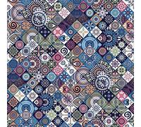 Bohemian Upholstery Fabric for Chairs,Boho Geometric Ornamental Outdoor Fabric by The Yard Waterproof,Vintage Exotic Floral Decorative Fabric for Upholstery and DIY Projects,5 Yards,(L460*W150cm) Blue