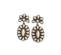 Bohemian Vintage Turquoise Oval Flower Drop Dangle Earrings Geometric Ethnic Teardrop Earrings Western Cowgirl Statement Jewelry, Zinc, Turquoise